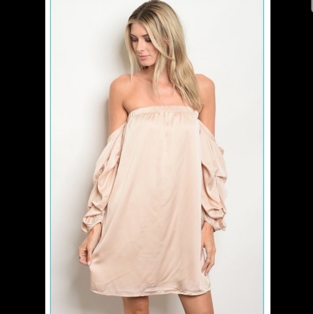 Sexy Beige Off The Shoulder Dress